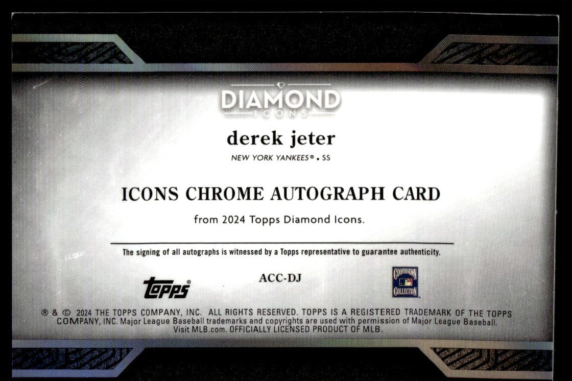 2024 Topps Diamond Icons Acc-Dj Derek Jeter Icons Chrome Autograph Card /15 New York Yankees