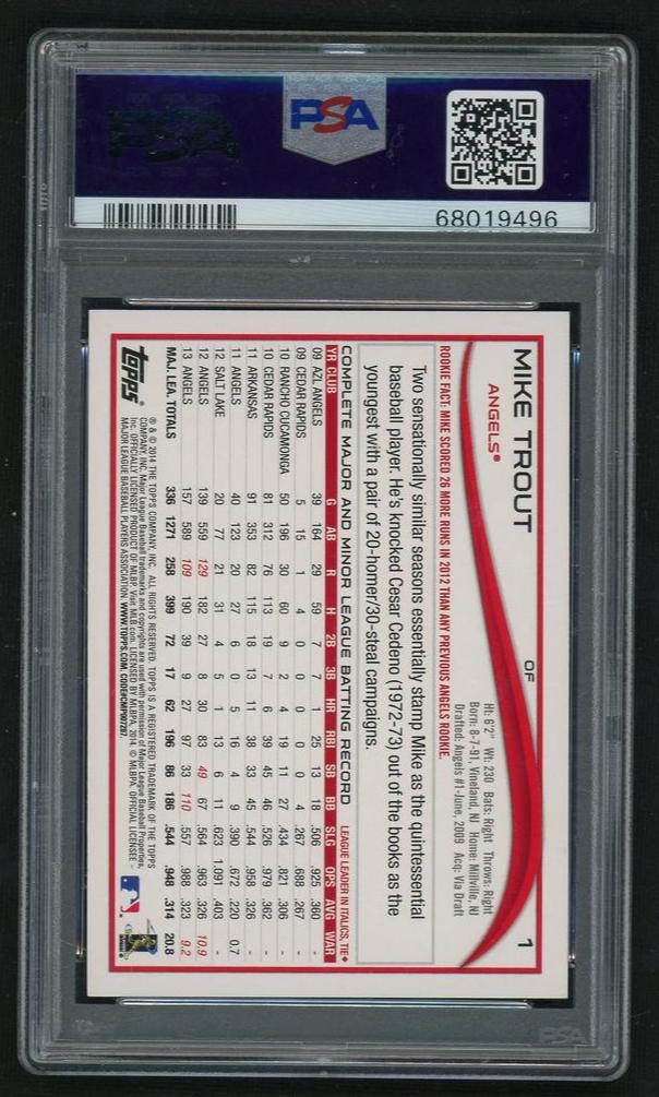 2014 Topps Red Foil Mike Trout #1 PSA 10