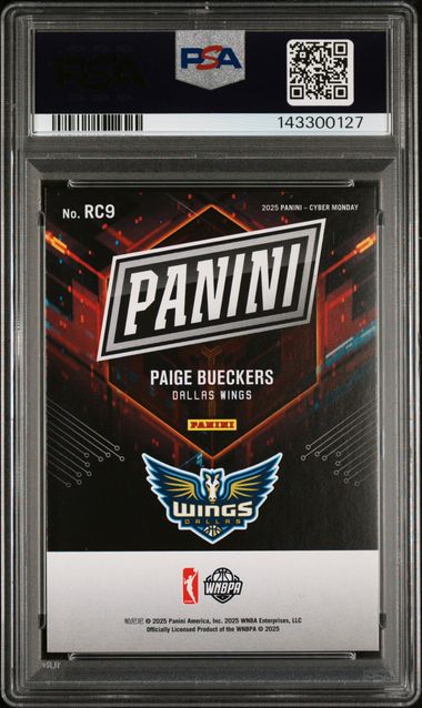 Paige Bueckers 2025 Cyber Monday Rookie #'D 84/99 PSA 10