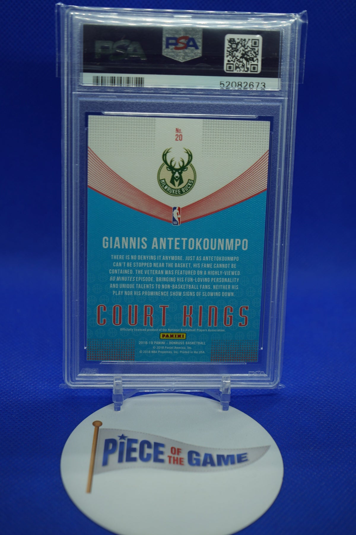 2018 Panini Donruss Court Kings Press Proof Orange #'D 026/125 Giannis Antetokounmpo PSA 10