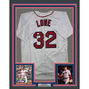Framed Autographed/Signed Derek Lowe 35x39 Boston White Baseball Jersey Beckett BAS COA