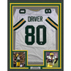 Framed Autographed/Signed Donald Driver 35x39 Green Bay White Football Jersey JSA COA