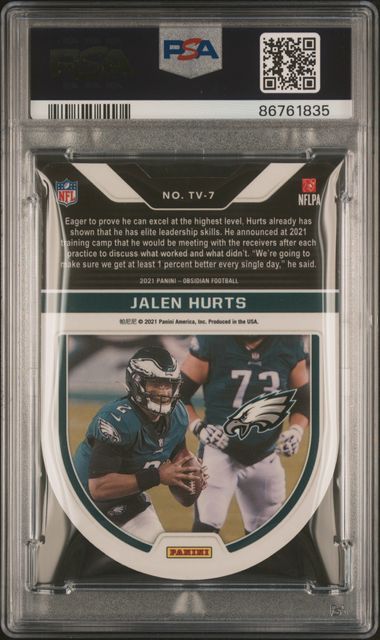 2021 Panini Obsidian - Jalen Hurts Tv-7 - Tunnel Vision Contra - PSA 9