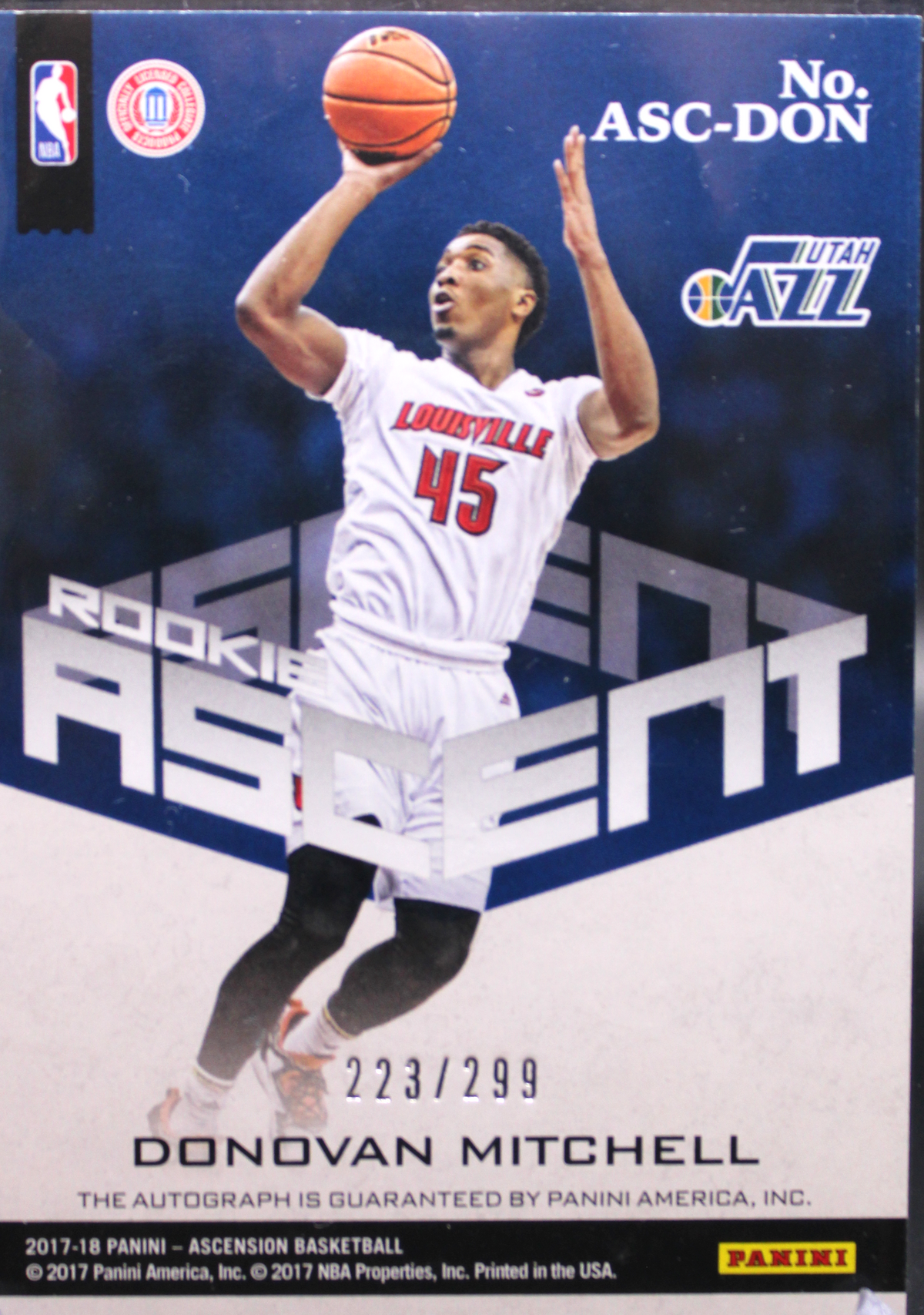 2017-18 Panini Ascension - Donovan Mitchell Asc-Don - Rookie Ascent Auto /299