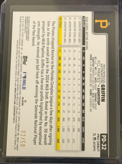 2025 Topps Pro Debut - Konnor Griffin Pd-32 - Gold Auto /50