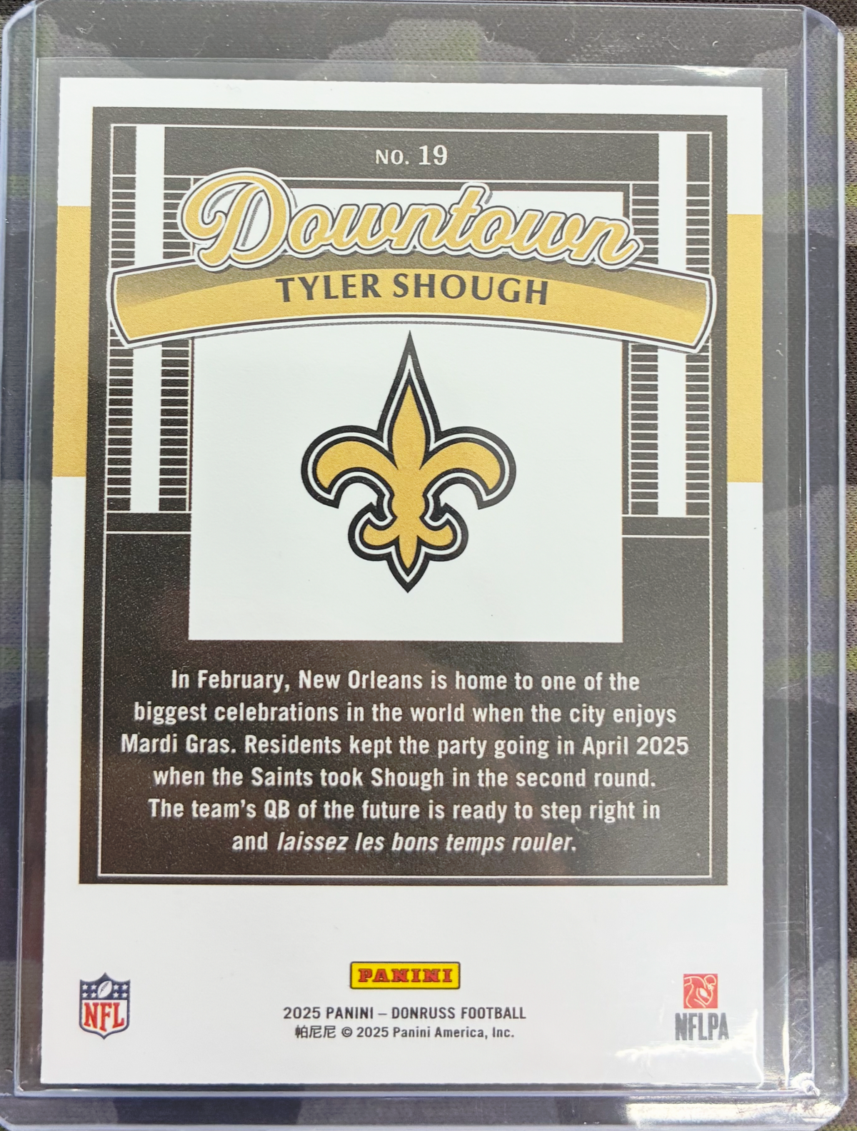 2025 Panini Donruss Football - Tyler Shough #19 - Rookie Downtown Case Hit