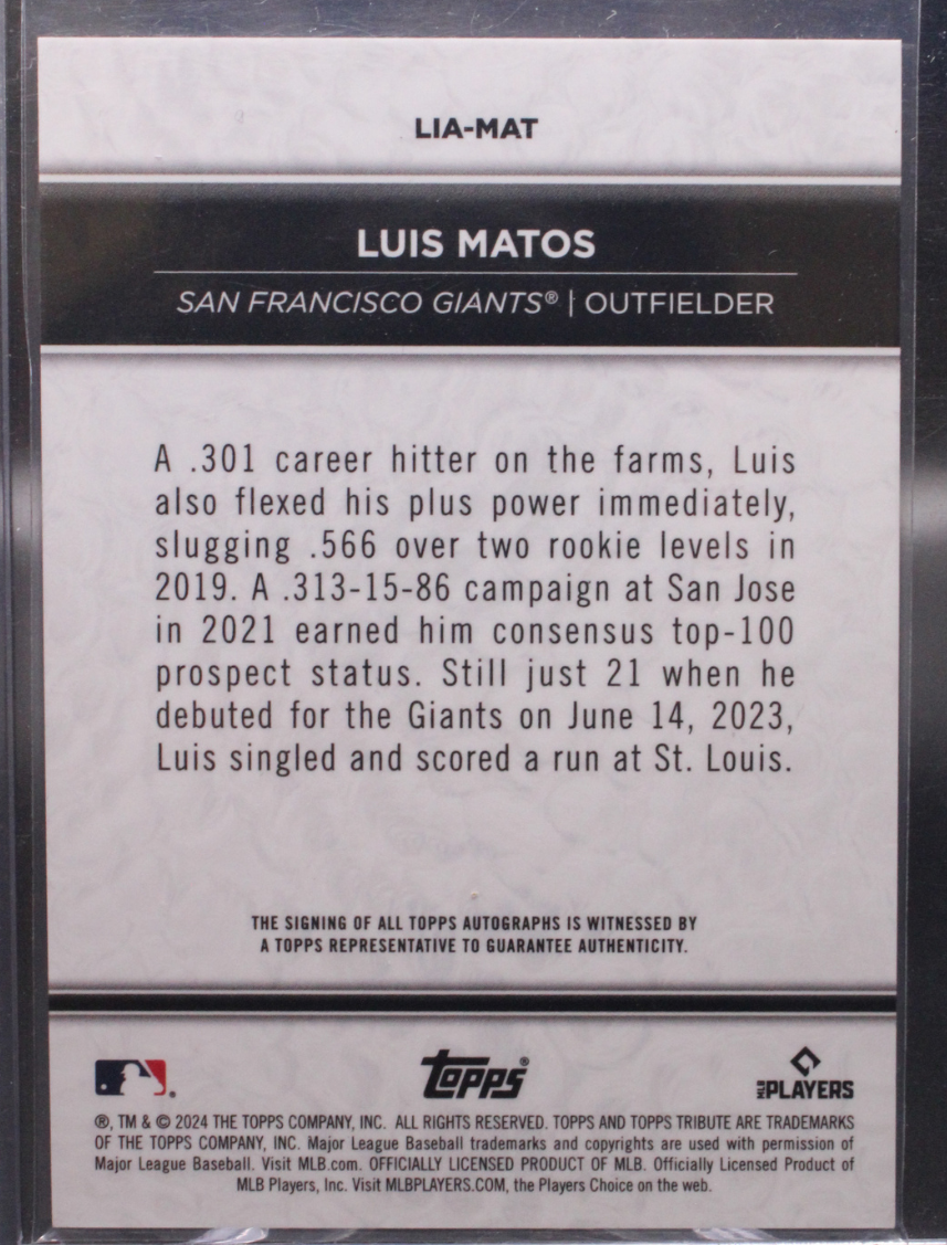 2024 Topps Tribute - Luis Matos Lia-Mat - Orange Auto /25