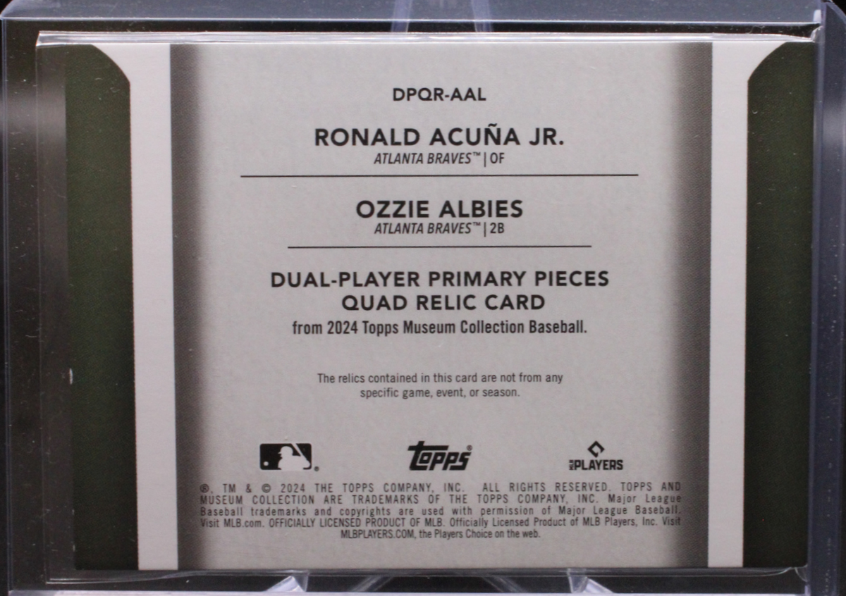 2024 Topps Museum Collection- Ronald Acuna Jr & Ozzie Albies Dpqr-Aal - Quad Relic /25