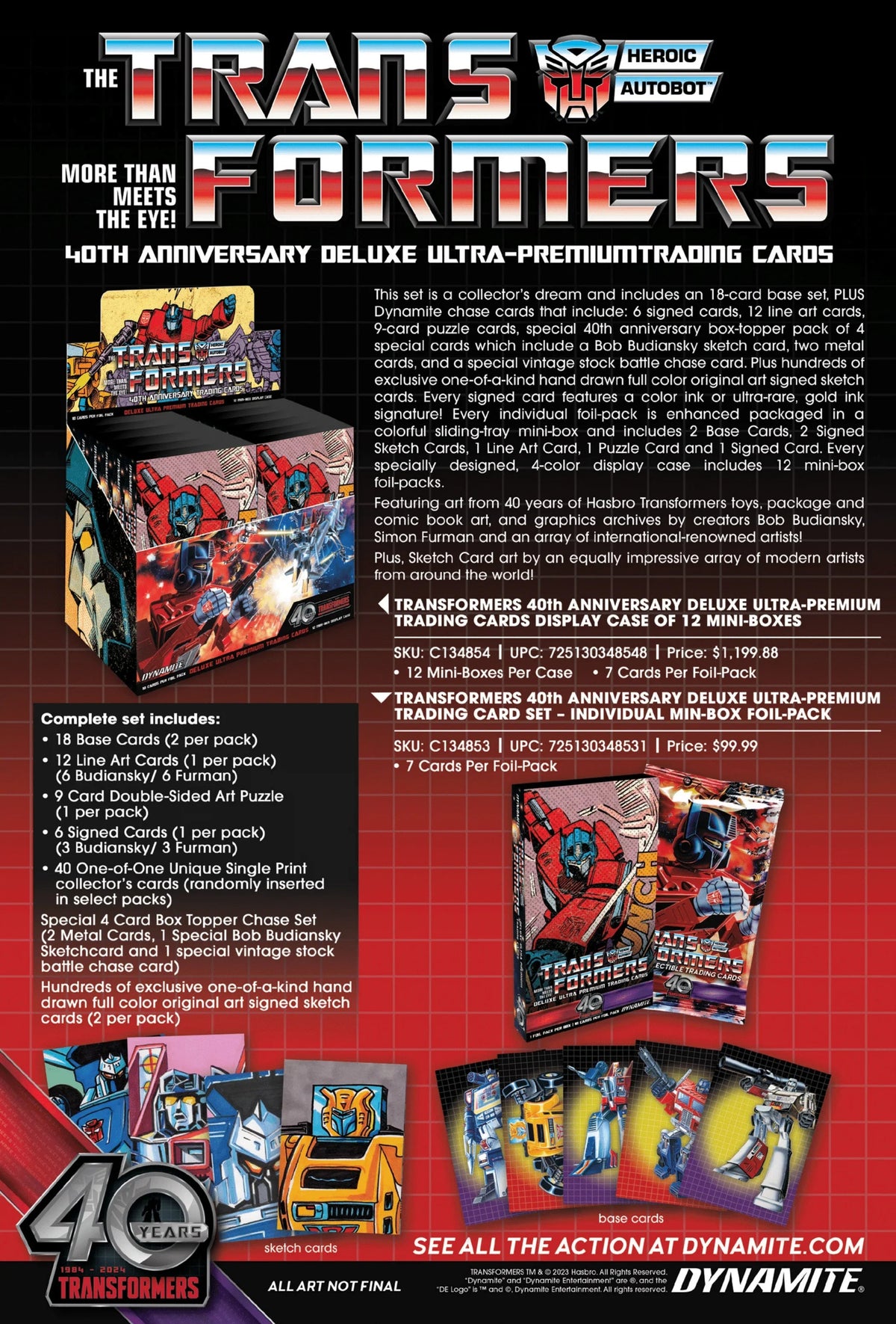 Dynamite Entertainment - 2024 Transformers 40Th Anniversary Deluxe Ultra Premium Trading Cards - Mini Box