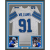 Framed Autographed/Signed Tyleik Williams 35x39 Detroit White Football Jersey Beckett BAS COA