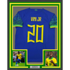 Framed Autographed/Signed Vini Vinicius Jr. 35x39 Brazil Blue Soccer Jersey Beckett BAS COA