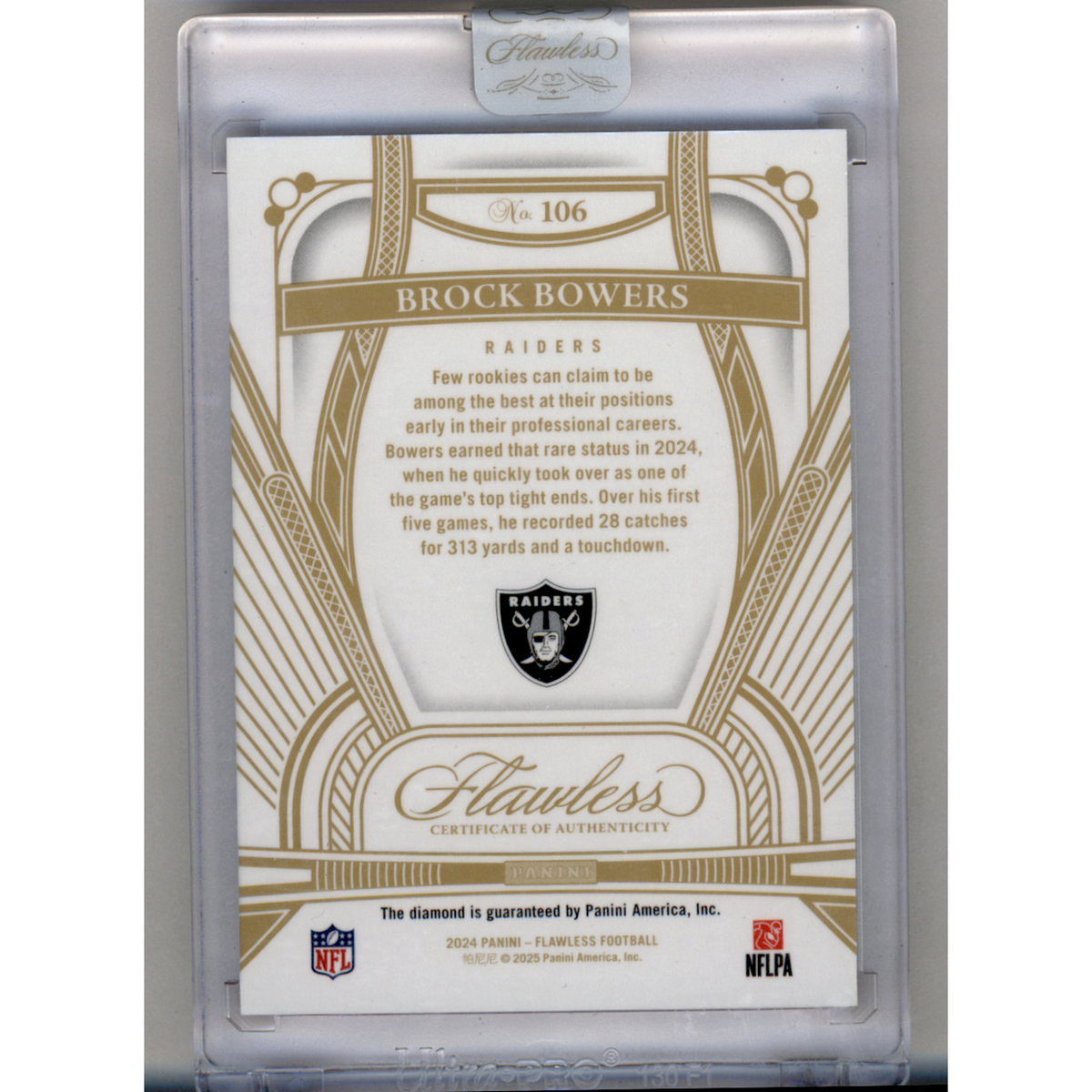 2025 Panini Flawless Football Brock Bowers #106 /10