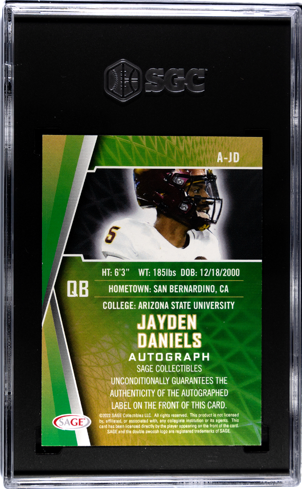 2022 Sage Jayden Daniels #A-Jd Autograph Sgc 9.5