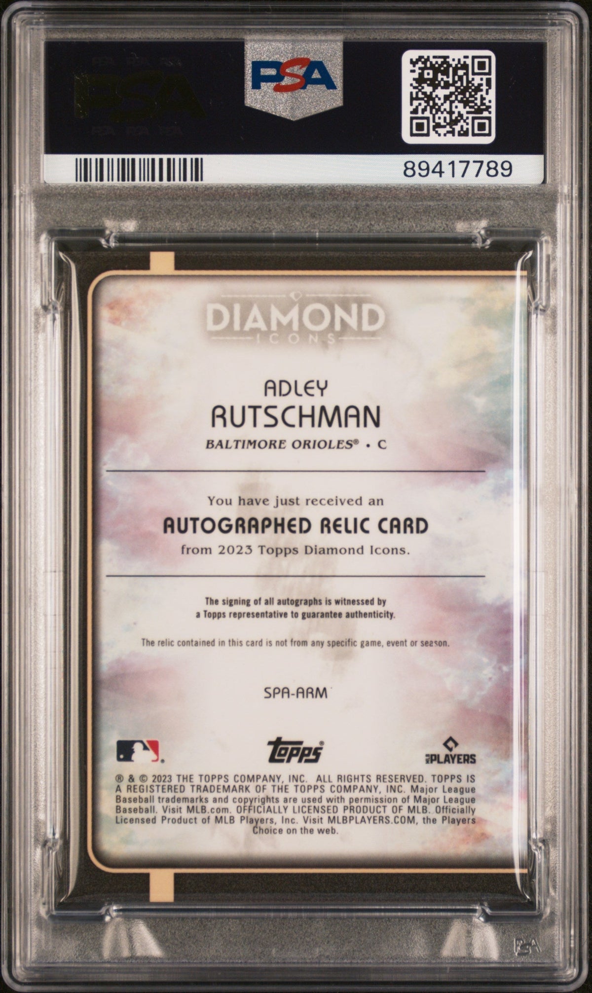 2023 Topps Diamond Icons Single-Auto Relics Adley Rutschman #Spaarm /10 PSA