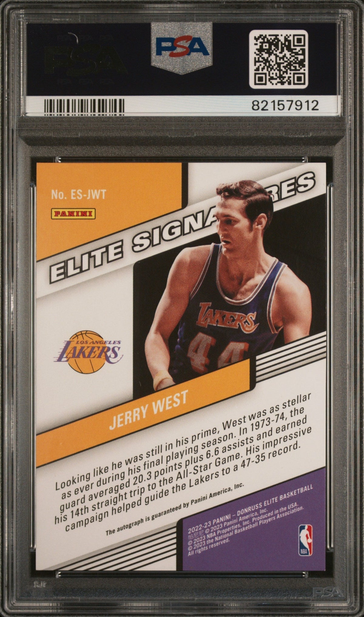 2022 Panini Donruss Elite Signatures Jerry West #Esjwt PSA 9