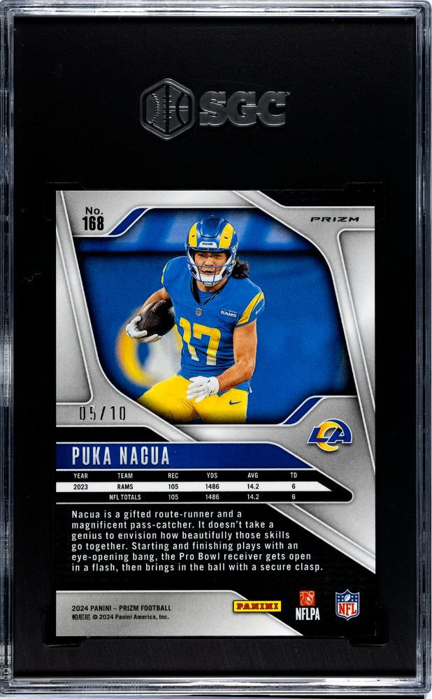 2024 Panini Prizm Puka Nacua #168 Neon Green No Huddle Sgc 10