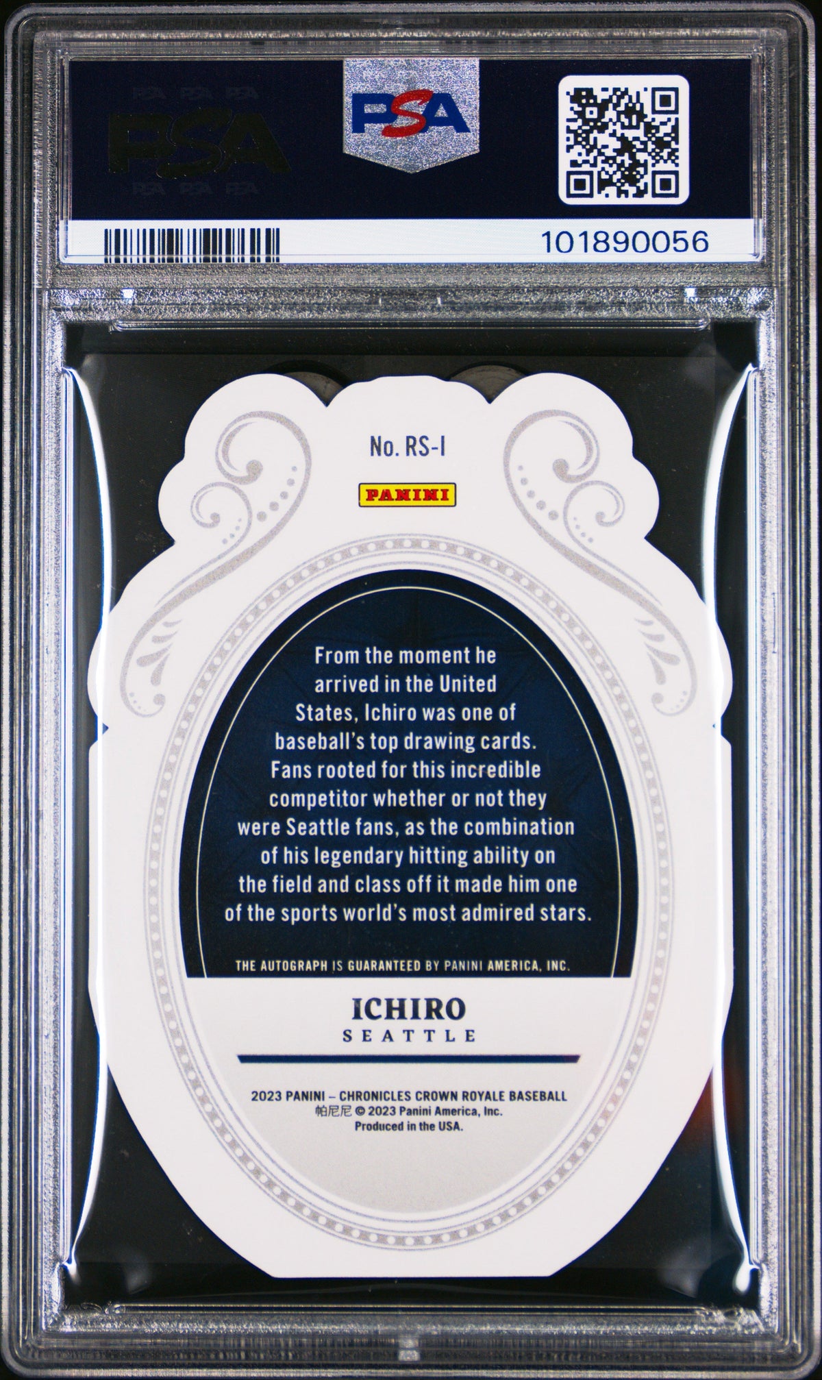 2023 Panini Chronicles Crown Royale Auto Ichiro #Rsi Holo Silver /49 PSA 10