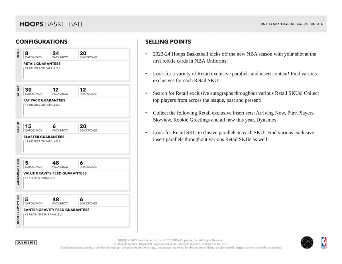 Panini - 2023/24 Hoops Basketball (NBA) - Fat Pack Box