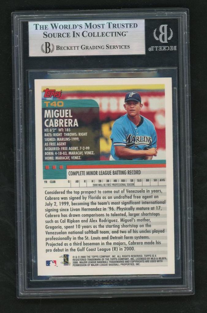 2000 Topps Traded Miguel Cabrera #T40 Rc BGS 9