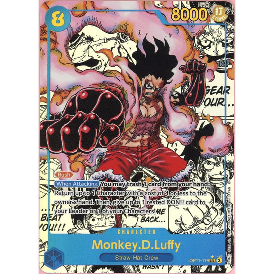 One Piece Single: Monkey D. Luffy Alt Art Manga Op11-118 A Fist Of Divine Speed Nm