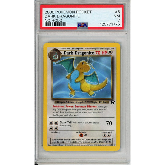 Pokemon Graded: Dark Dragonite 5/82 Team Rocket (2000) No Holo Error PSA 7