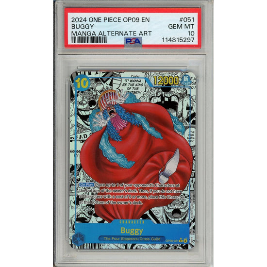 One Piece Graded: Buggy Manga Alt Art Op09-051 Emperors In The New World PSA 10