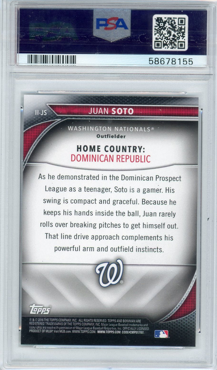 Juan Soto 2016 Bowman International Ink PSA 9 #Ii-Js