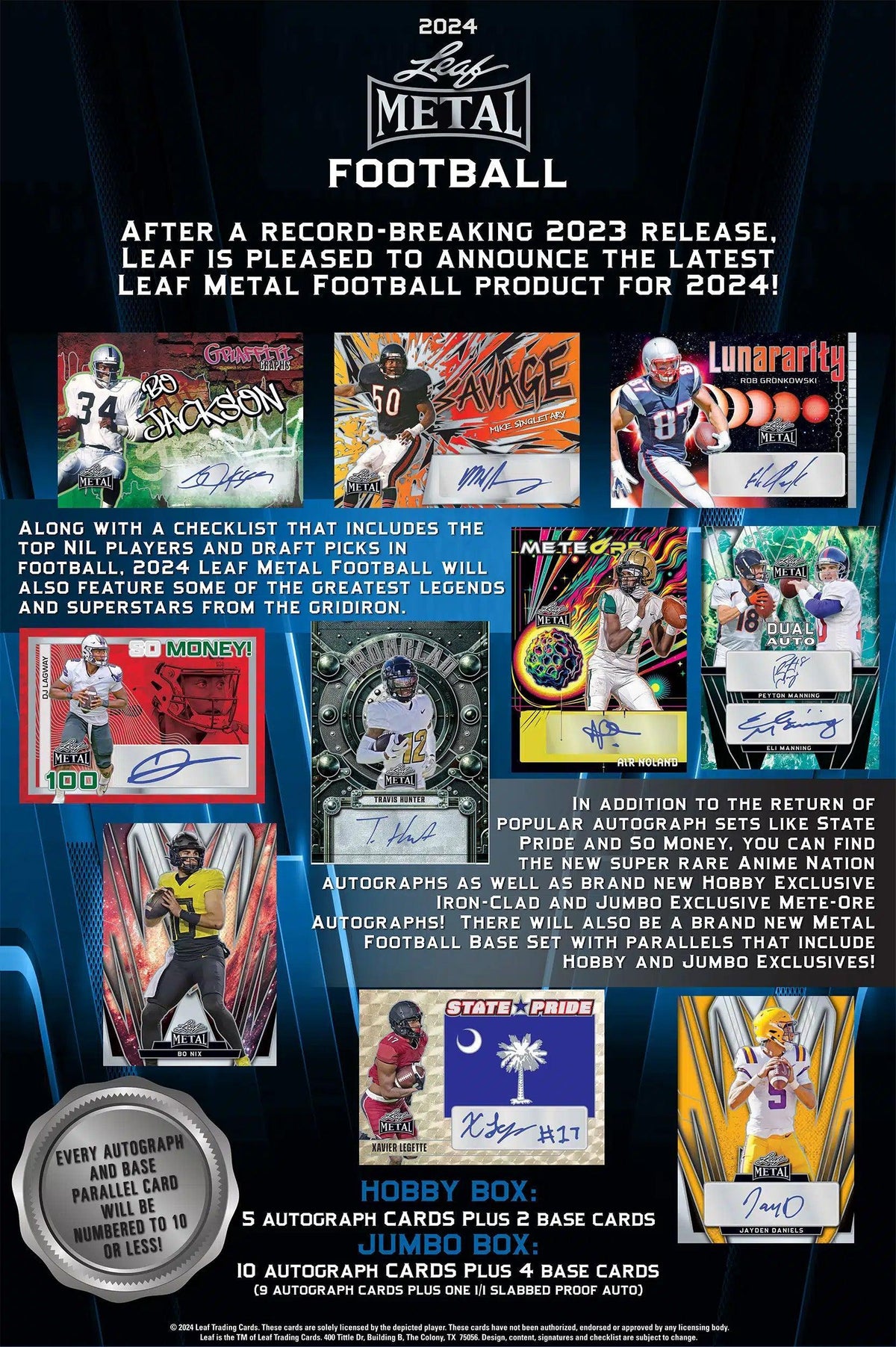 Leaf Trading Cards - 2024 Leaf Metal American Football (NFL) - Hobby Box