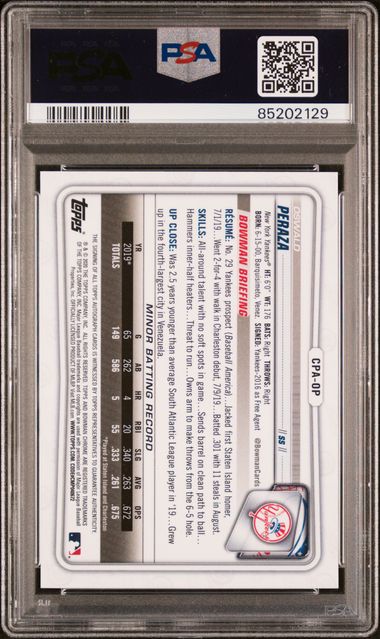 2020 Topps Bowman Chrome - Oswald Peraza Cpaop - Orange Wave 25/25 - PSA 9