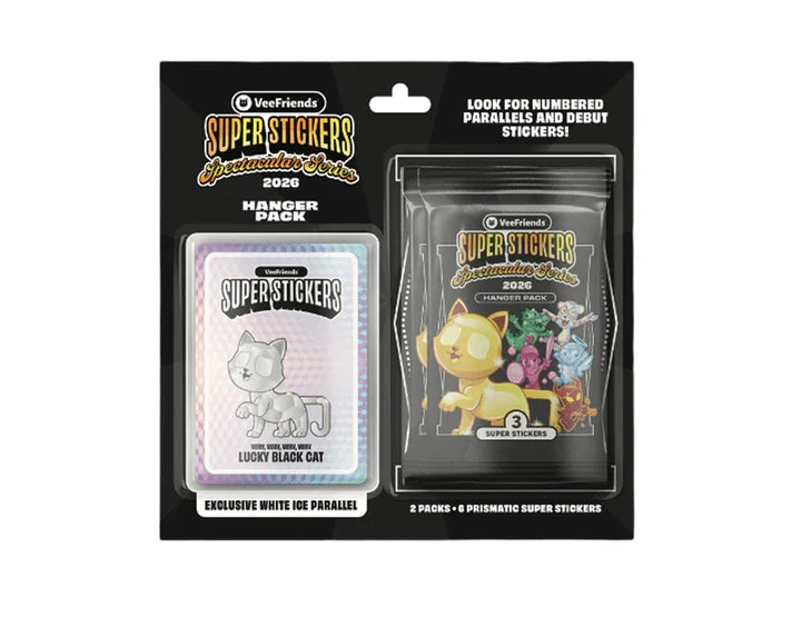 2026 VeeFriends Super Stickers Spectacular Series Hanger Pack (White Ice Parallels) 36 Pack Case