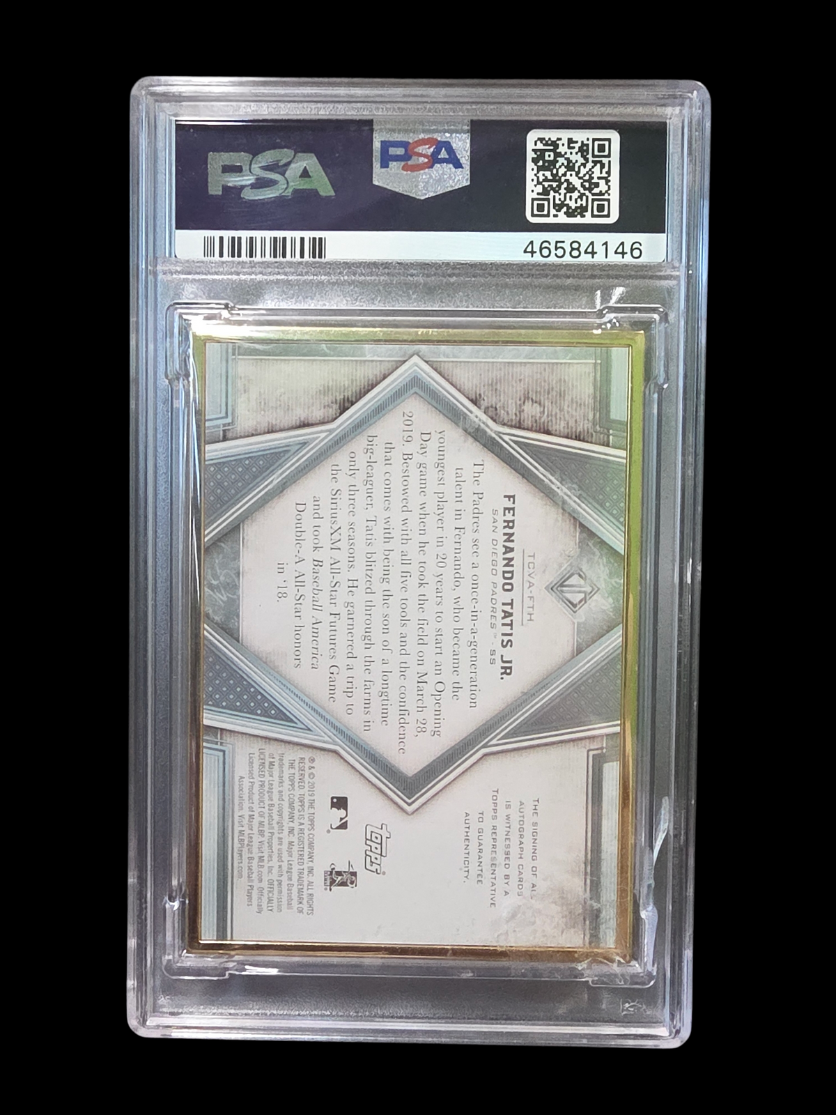 2019 Topps Transcendent Framed Auto Fernando Tatis Jr. Auto Var. PSA 10