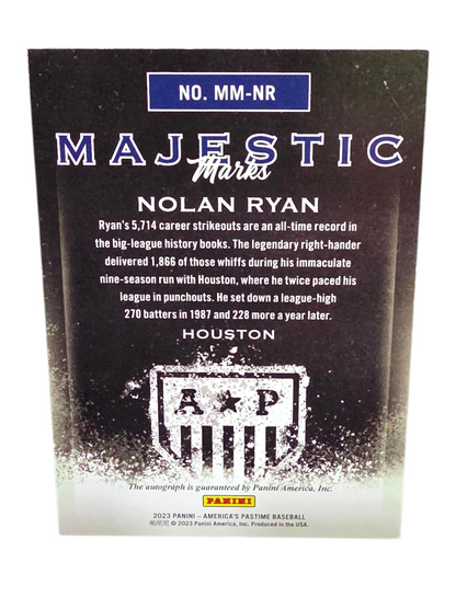 2023 Panini America's Pastime Majestic Marks Nolan Ryan #Mm-Nr 3 / 3