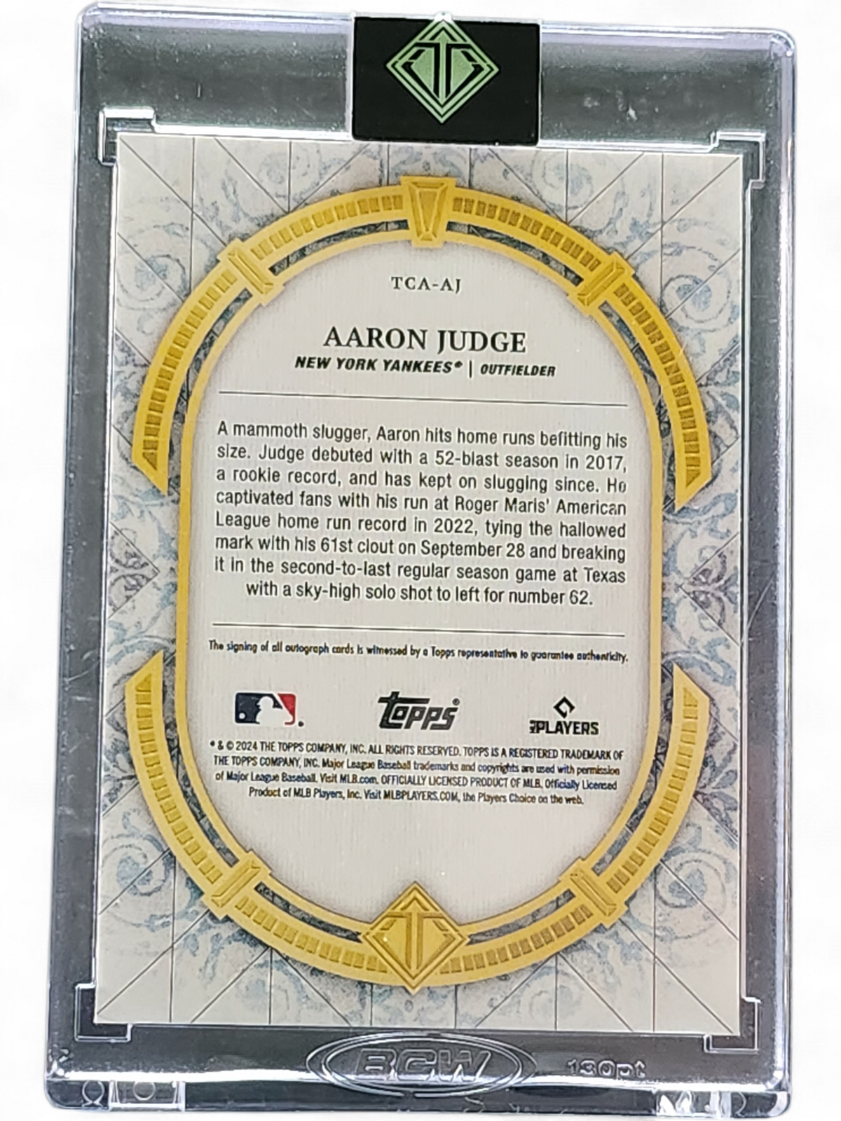 2024 Topps Certified Autograph Issue Aaron Judge #Tca-Aj 10/10