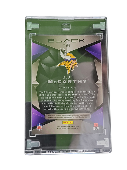 2024 Panini Black J.J. Mccarthy #202 Rc 030/199 Memorabilia