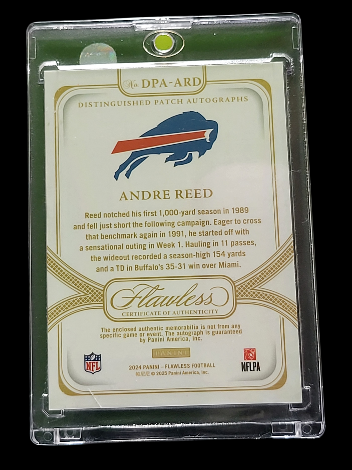 2025 Panini Flawless Andre Reed #Dpa-Ard Patch 17/25 Memorabilia