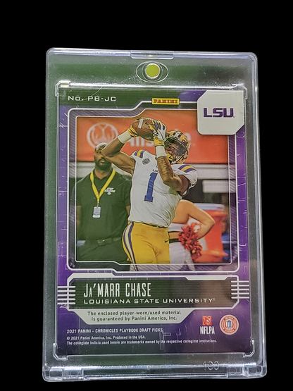 2021 Panini Chronicles Draft Ja'marr Chase #Pb-Jc Purple Player-Worn/Used 1/1