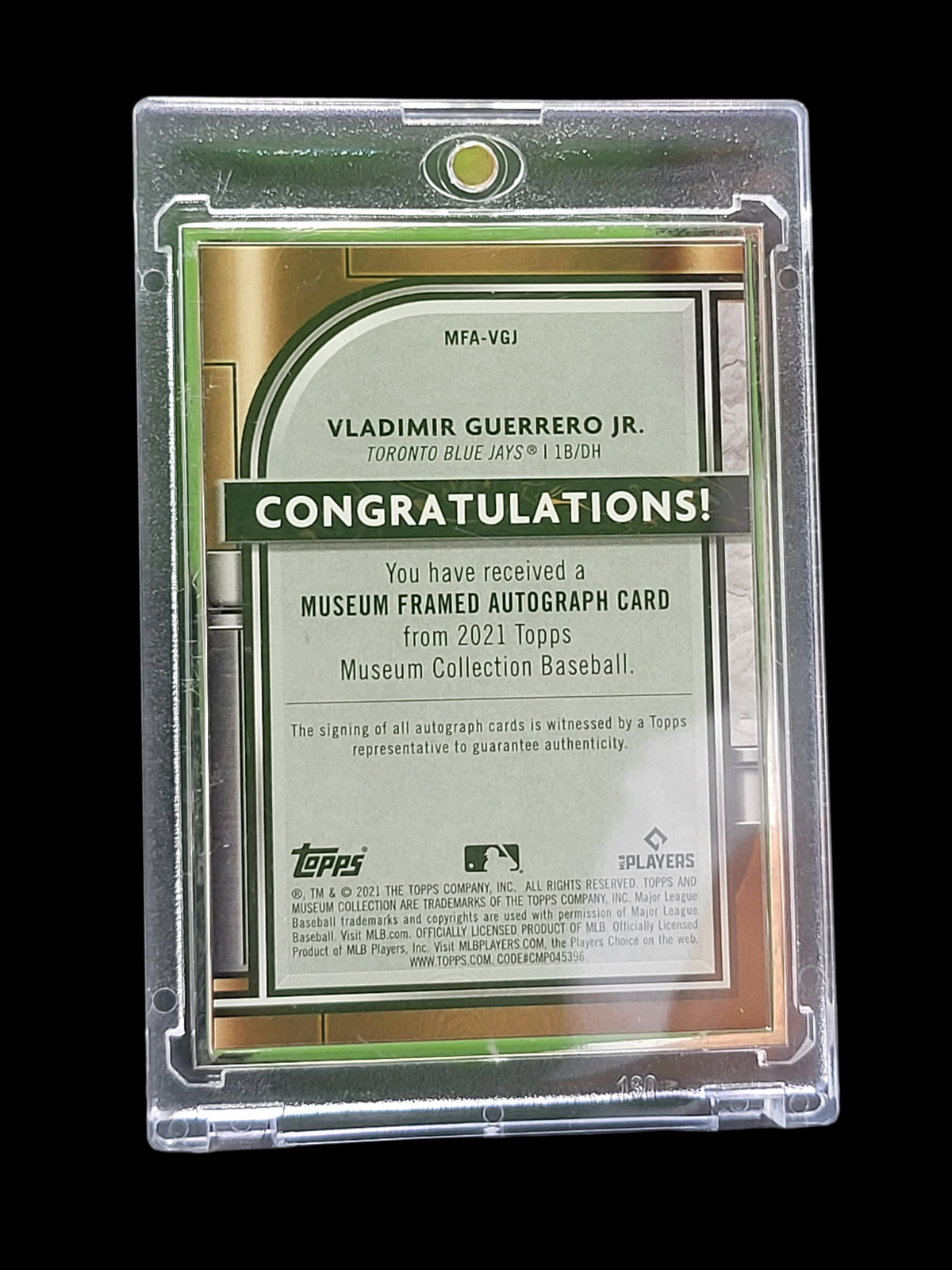 2021 Topps Museum Vladimir Guerrero Jr. #Mfa-Vgj Museum Framed Auto /15