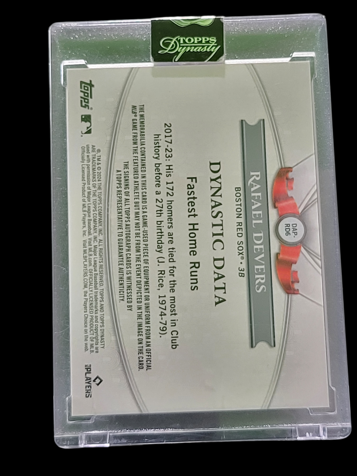 2024 Topps Dynasty Rafael Devers #Dap-Rd6 Patch Game-Used Memorabilia