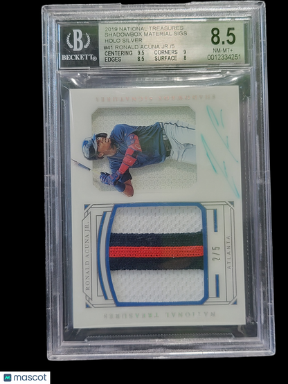 2019 Panini Treasures Shadowbox Holo Silver Ronald Acuna Jr. #41 /5 BGS Auto 9