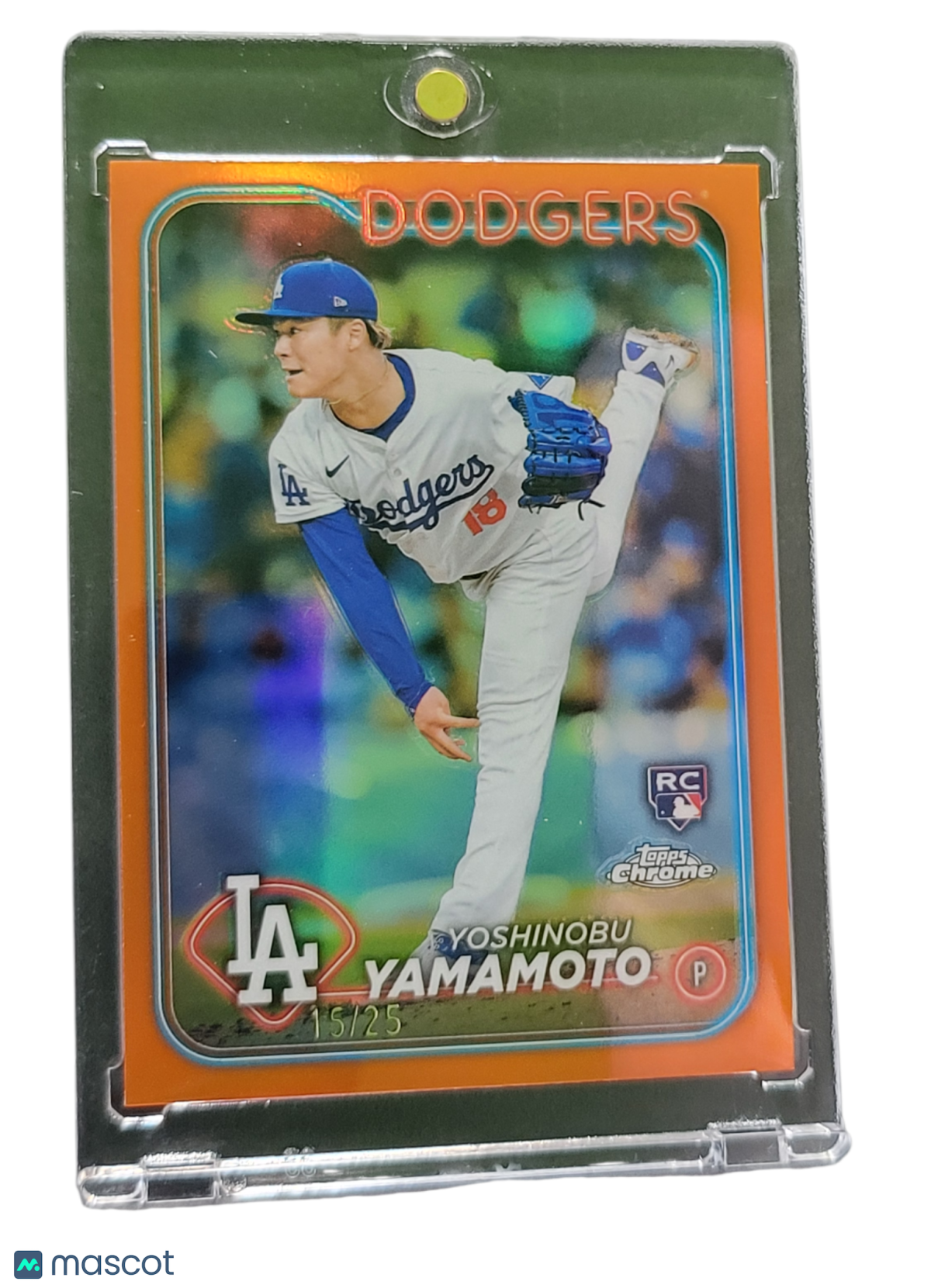 2024 Topps Chrome Yoshinobu Yamamoto #18 Orange Refractor Rc 15/25