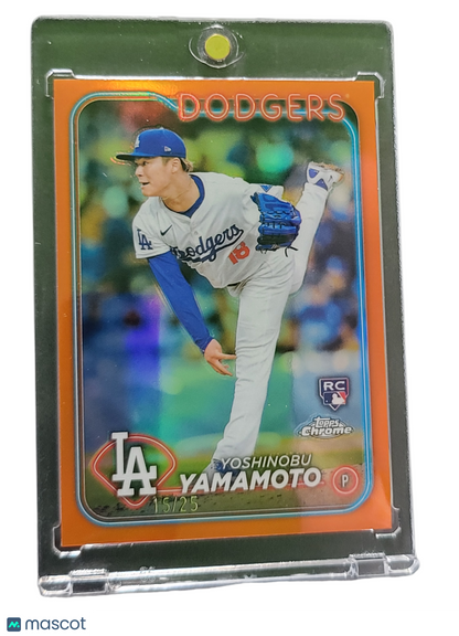 2024 Topps Chrome Yoshinobu Yamamoto #18 Orange Refractor Rc 15/25