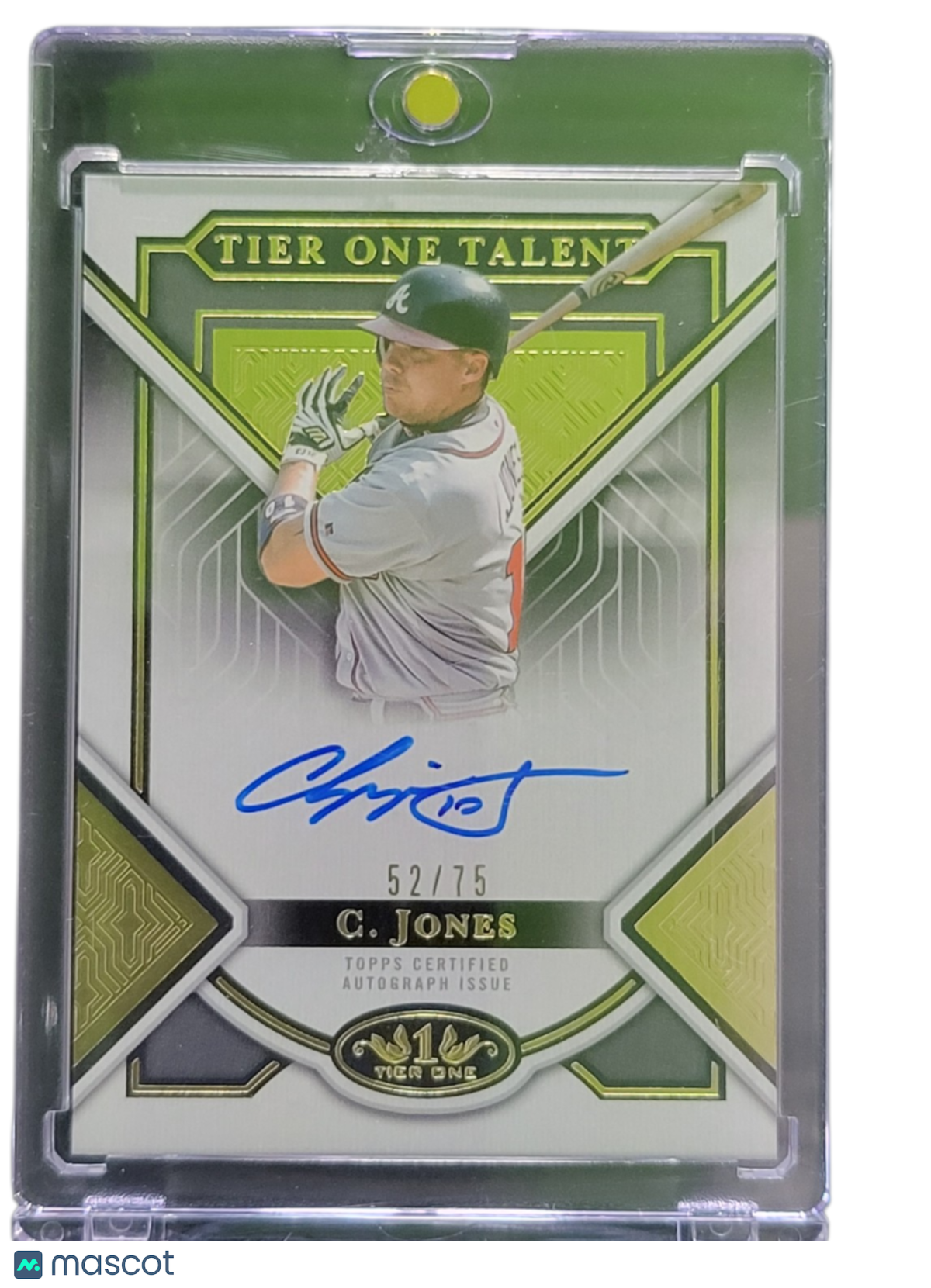 2023 Topps Tier One Tier One Talent Chipper Jones #T1ta-Cj Autograph 52/75