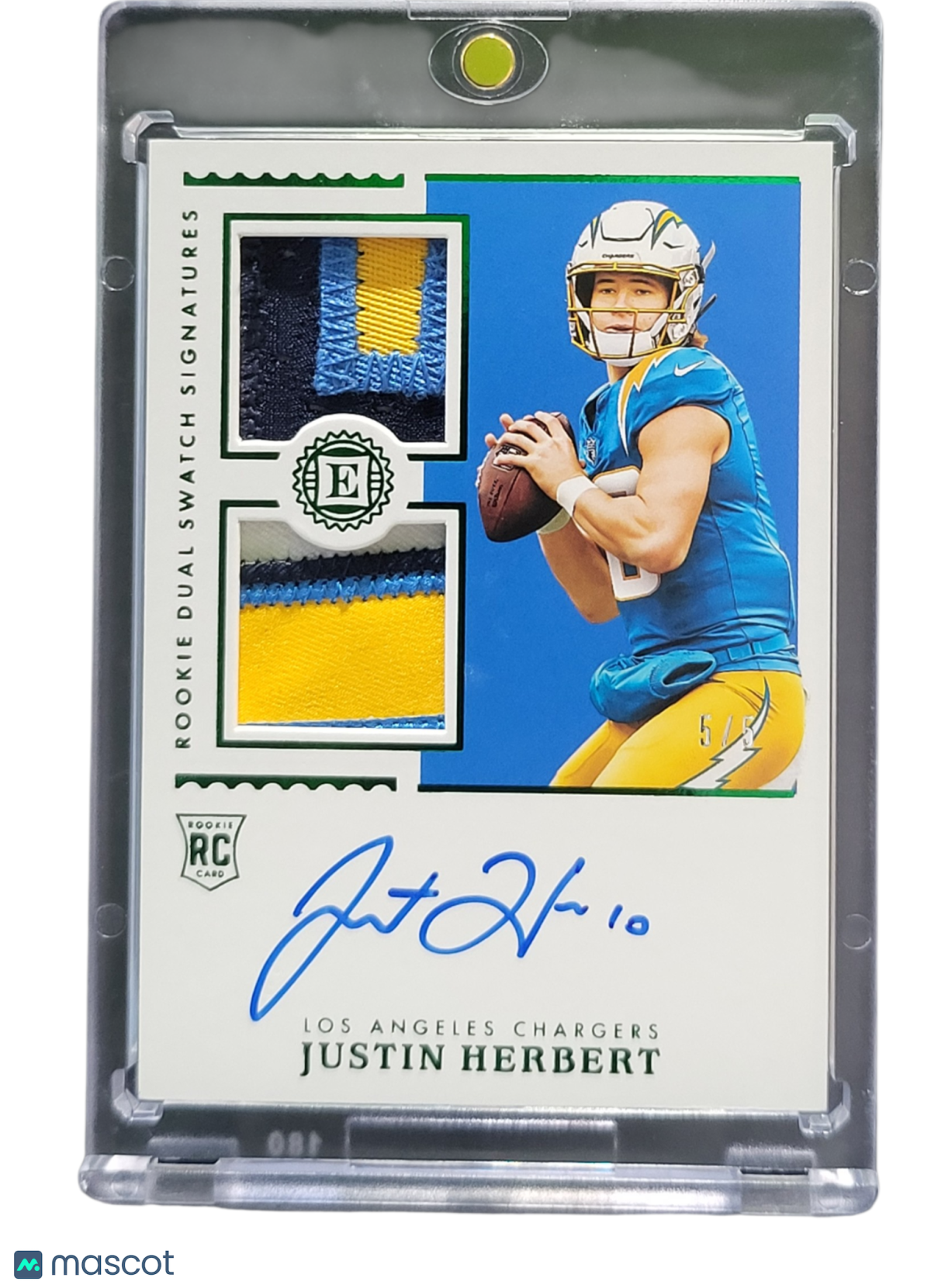 2021 Panini Encased Football Justin Herbert #Rss-Jh Patch Rc Rookie Dual Swatch