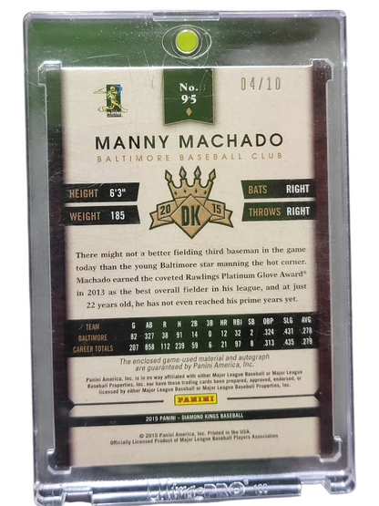 2015 Panini Diamond Kings Manny Machado #95 04/10 Dual Patch Memorabilia