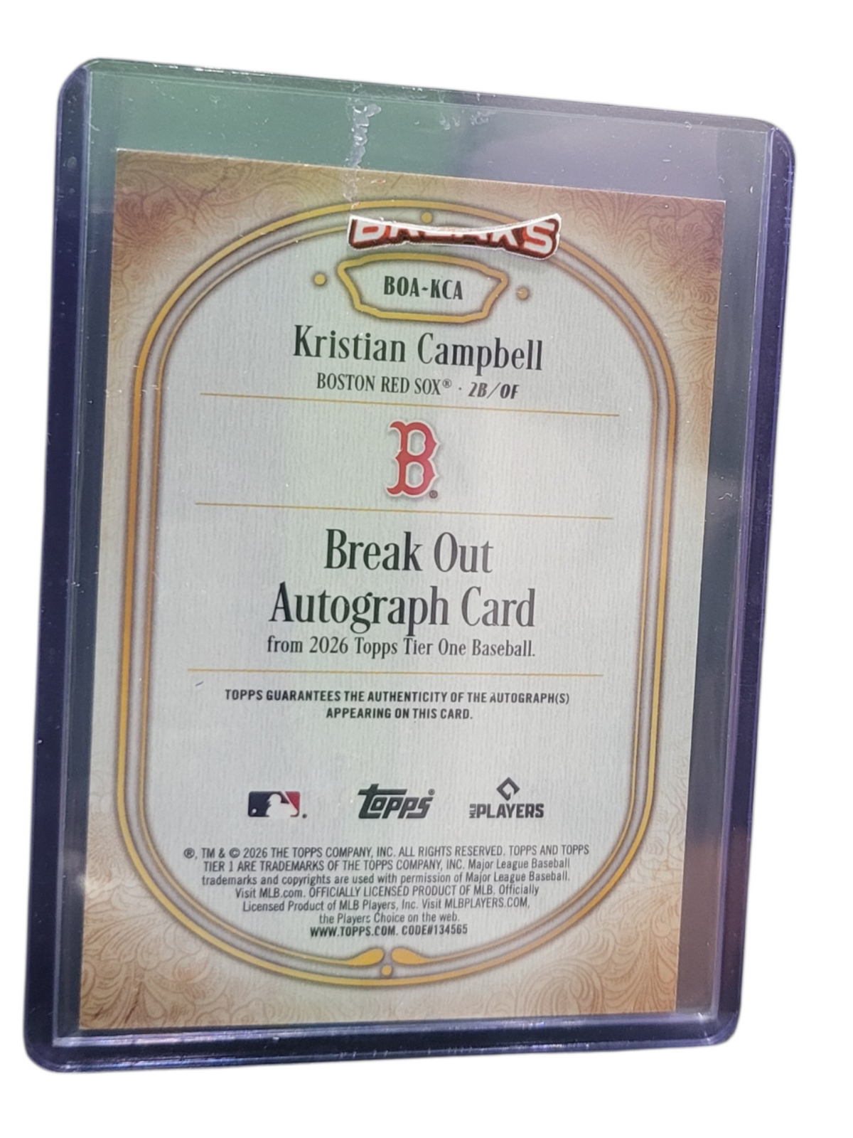 2026 Topps Tier One Kristian Campbell #Boa-Kca 02/10