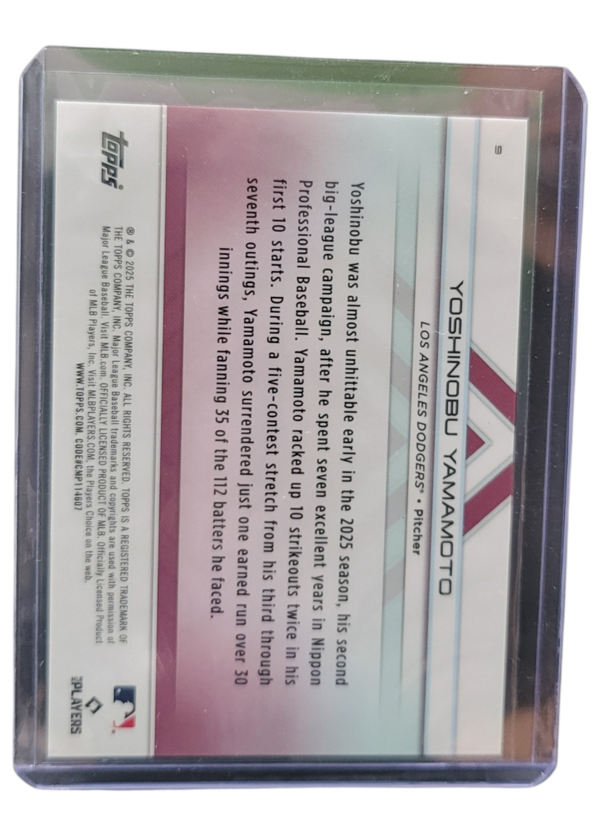 2025 Topps Definitive Collection Yoshinobu Yamamoto #9 Orange 10/25