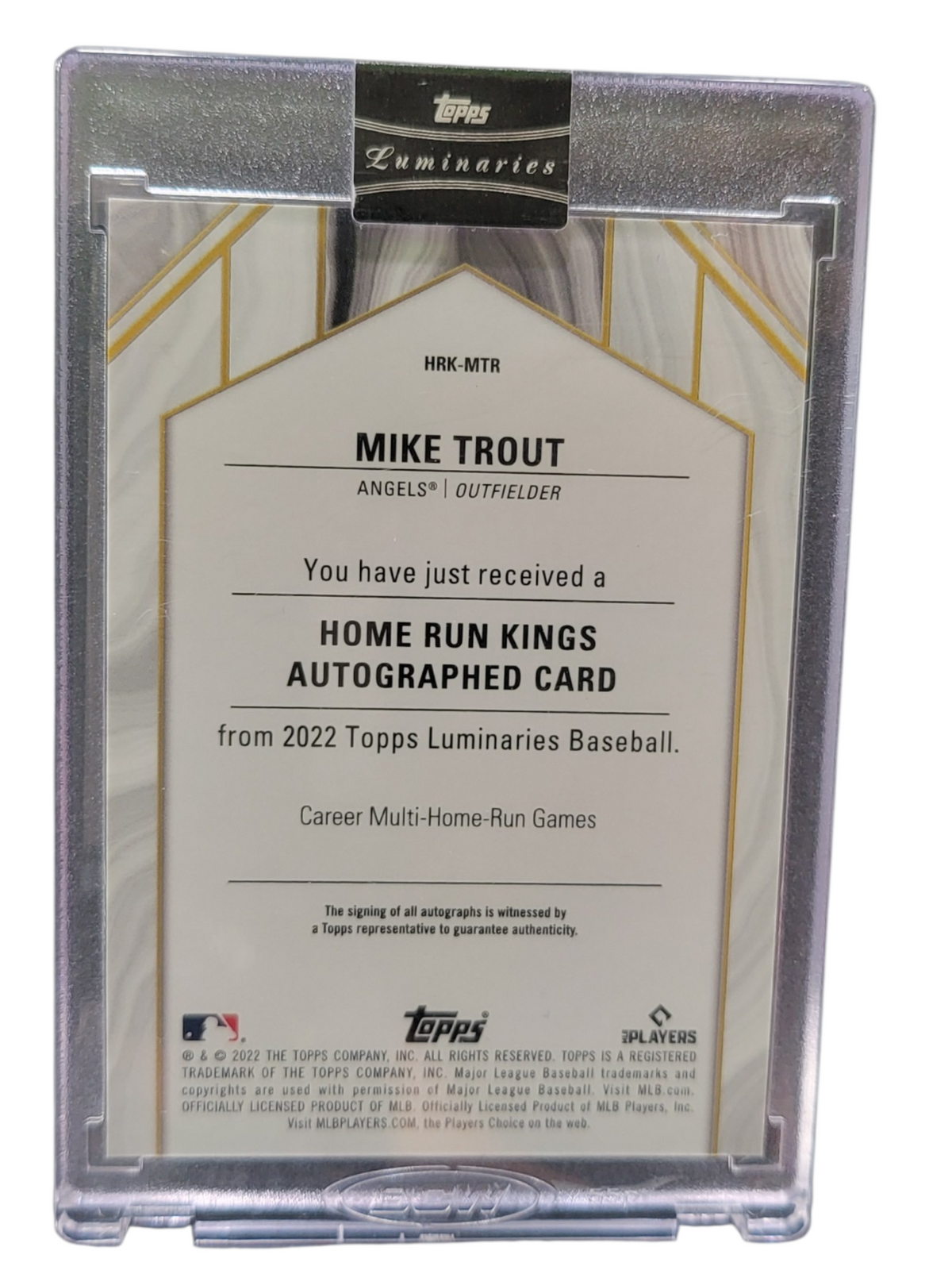 2022 Topps Luminaries Baseball Mike Trout #Hrk-Mtr Purple 1 / 3