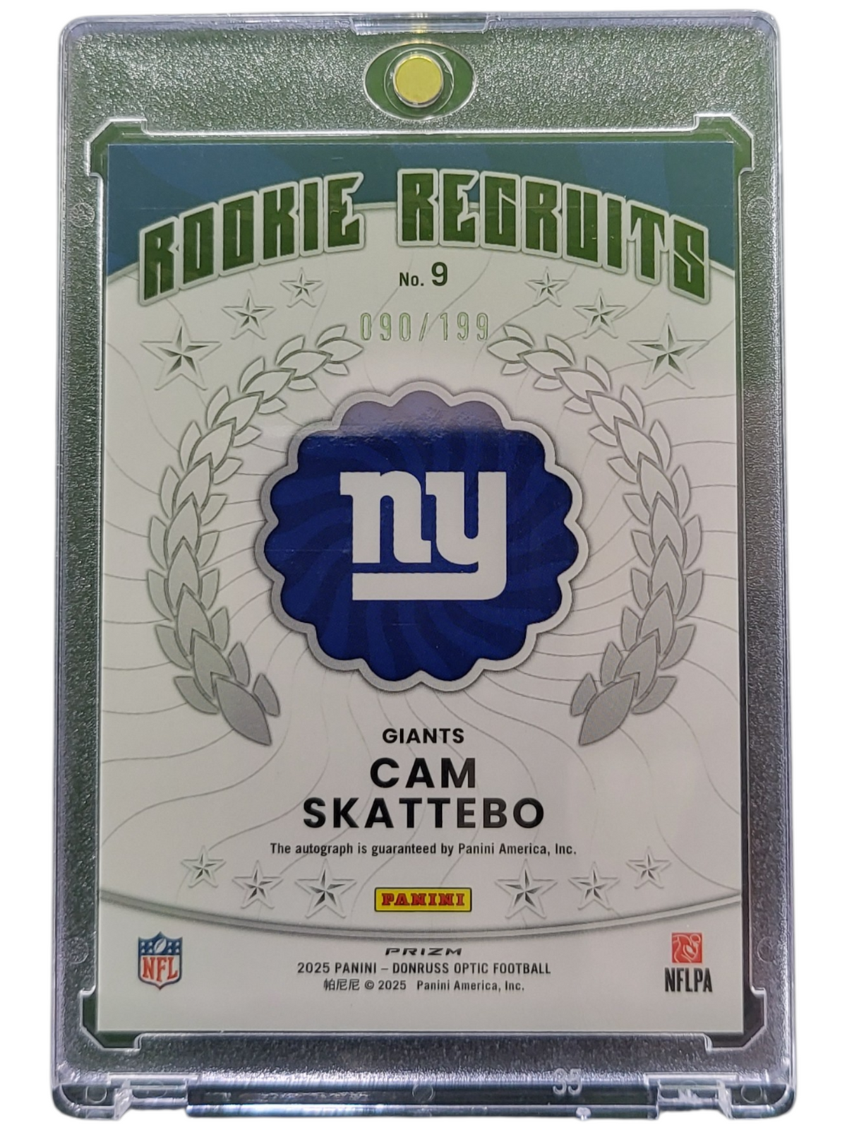 2025 Panini Donruss Optic Rookie Recruits Cam Skattebo #9 090/199 Rc