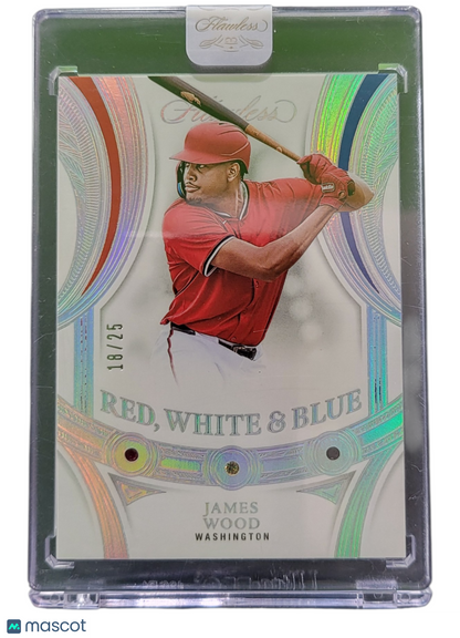 2025 Panini Flawless Baseball James Wood #16 Red, White & Blue 18/25