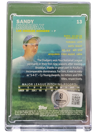 2016 Topps Stadium Club Sandy Koufax #13